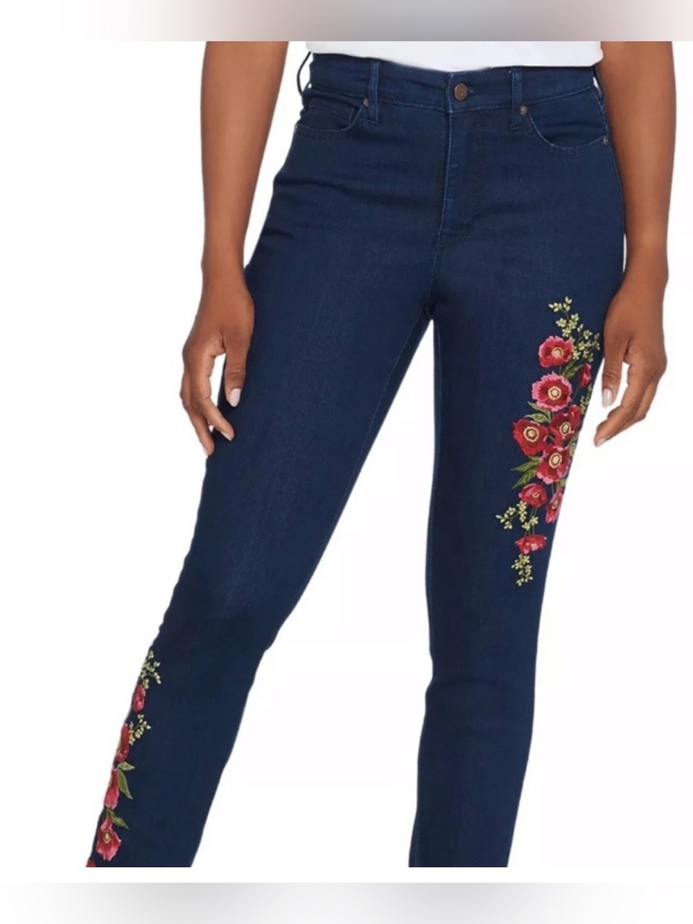 Martha Stewart floral embroidered jeans size 10
